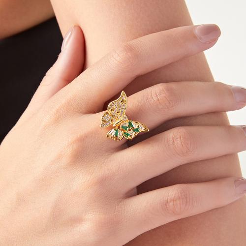 Cubic Zirconia Micro Pave Brass Ring, gold color plated, fashion jewelry & micro pave cubic zirconia, golden, nickel, lead & cadmium free, Sold By PC