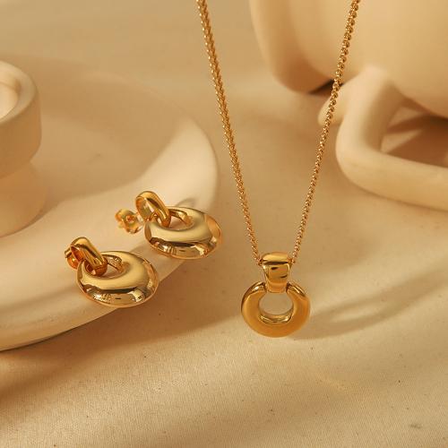 Fashion Stainless Steel Jewelry Sets 304 Stainless Steel gold color plated fashion jewelry golden Sold By PC