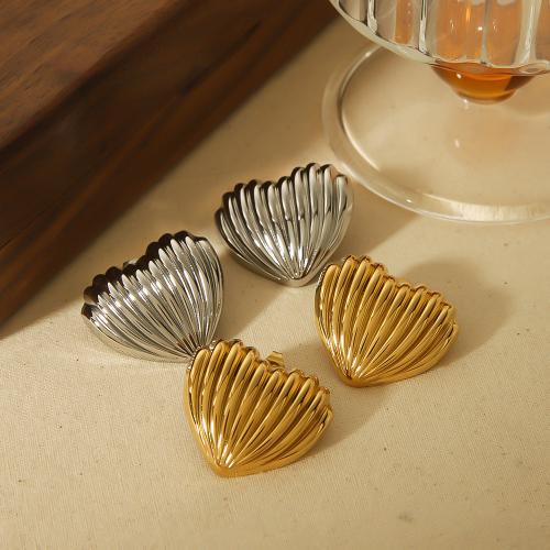 Stainless Steel Stud Earrings, 304 Stainless Steel, Shell, plated, fashion jewelry, more colors for choice, 28.40x24.50mm, Sold By Pair