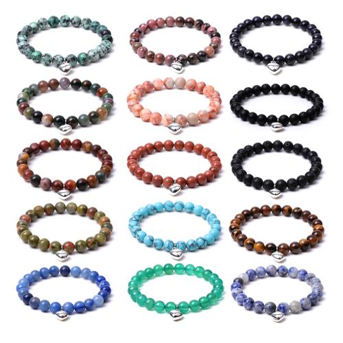Gemstone Bracelets with Elastic Thread & Zinc Alloy handmade fashion jewelry & Unisex Length 18.5-19 cm Sold By PC