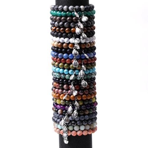 Gemstone Armbånd, Ædelsten, med Elastiktråd & Zinc Alloy, håndlavet, mode smykker & forskellige materialer til valg & Unisex, Længde 18.5-19 cm, Solgt af PC