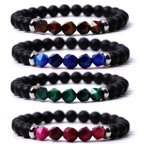 Gemstone Bracelets, Abrazine Stone, with Elastic Thread & Gemstone, handmade, fashion jewelry & different materials for choice & Unisex, Length:18.5-19 cm, Sold By PC