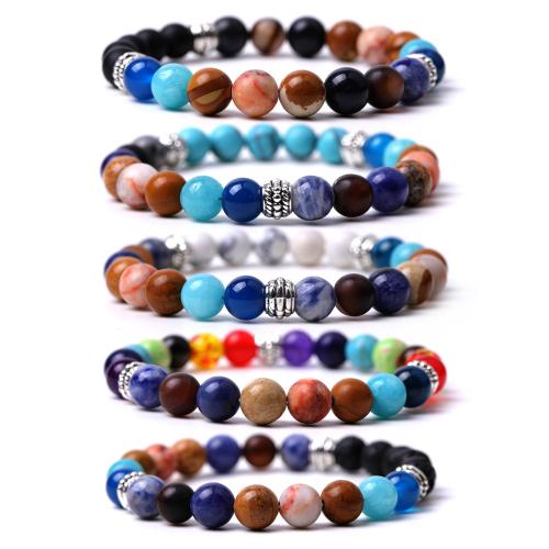Gemstone Bracelets, with Elastic Thread, handmade, fashion jewelry & different materials for choice & Unisex, Length:18.5-19 cm, Sold By PC