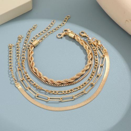Zinc Alloy Bracelet plated 5 pieces & for woman gold Sold By Set