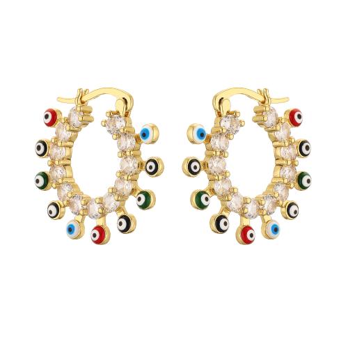 Evil Eye Earrings Brass plated for woman & enamel Sold By Pair