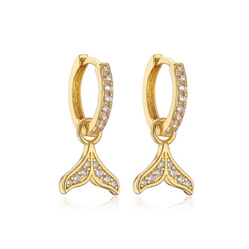 Cubic Zirconia Micro Pave Brass Earring plated & micro pave cubic zirconia & for woman golden Sold By Pair
