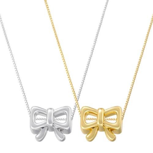 Brass Necklace Bowknot plated for woman Length Approx 50 cm Sold By PC