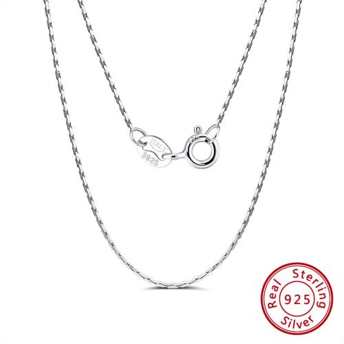 925 Sterling Silver Necklaces, Unisex & different size for choice, platinum color, Sold By PC