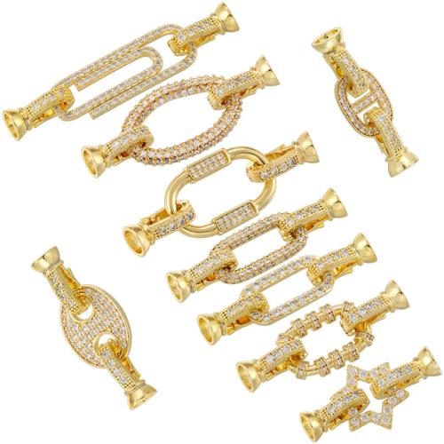 Πόρπες Brass Κοσμήματα, Ορείχαλκος, επιχρυσωμένο, DIY & διαφορετικά στυλ για την επιλογή & μικρο ανοίξει κυβικά ζιρκονία, περισσότερα χρώματα για την επιλογή, Sold Με PC