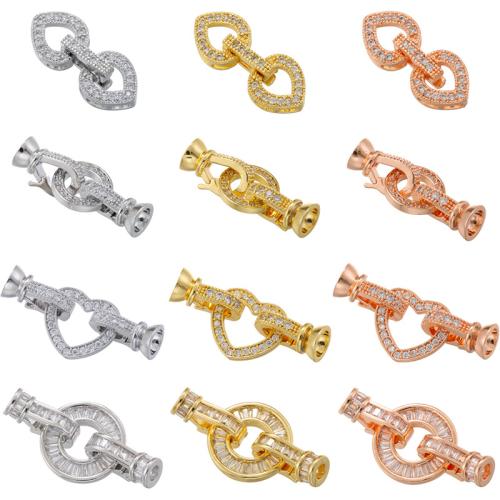 Brass Jewelry Clasps, plated, DIY & different styles for choice & micro pave cubic zirconia, more colors for choice, Sold By PC