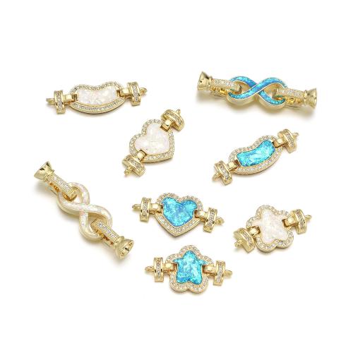 Brass Jewelry Clasps, with Opal, plated, DIY & different styles for choice & micro pave cubic zirconia, more colors for choice, Sold By PC