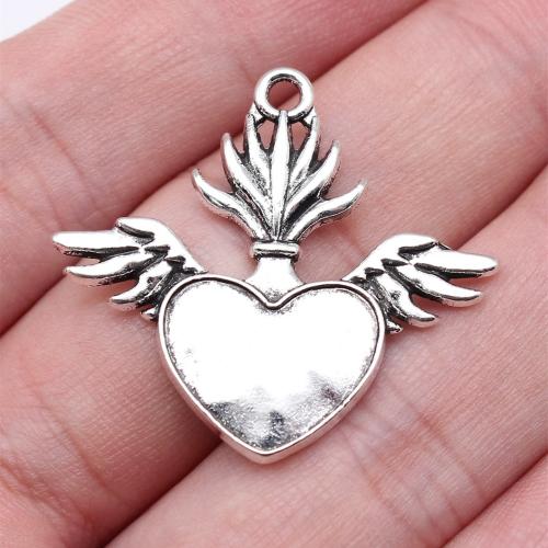 Tibetan Style Heart Pendants, antique silver color plated, DIY, 33x30mm, Sold By PC