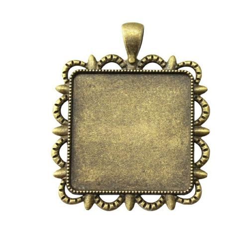Tibetan Style Pendant Cabochon Setting,  Square, antique bronze color plated, DIY, Sold By PC