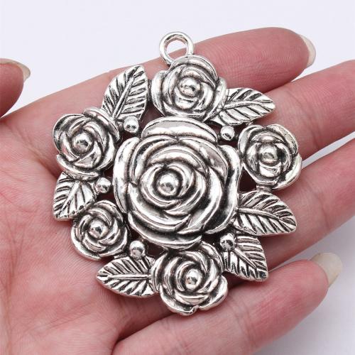 Tibetan Style Pendants, Flower, antique silver color plated, DIY, 54x62mm, Sold By PC