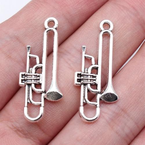 Musical Instrument Shaped Zinc Alloy Pendants Trumpet antique silver color plated DIY Sold By PC