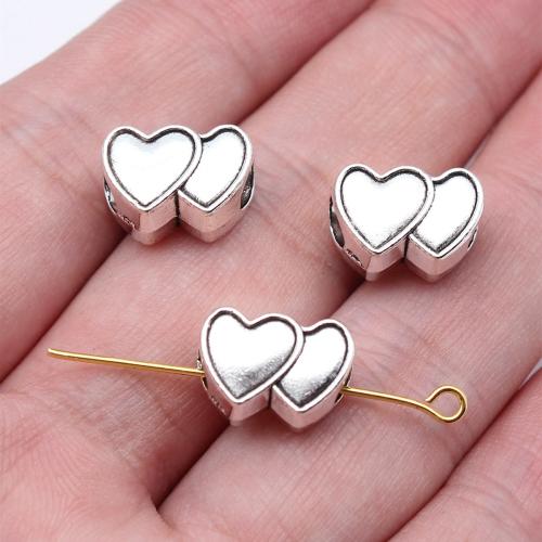 Tibetan Style Heart Beads, antique silver color plated, DIY, 13.40x9.30x7.20mm, Sold By PC
