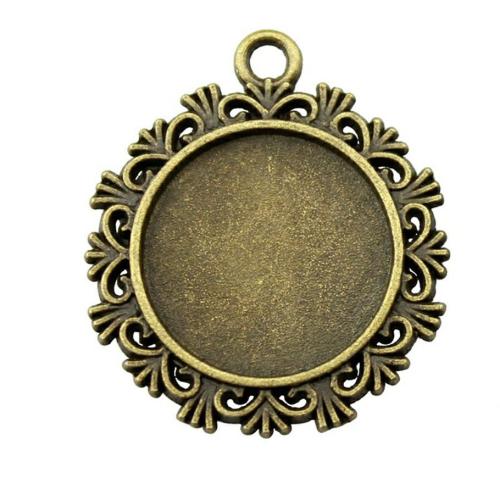 Zinc Alloy Pendant Cabochon Setting Round antique bronze color plated DIY 20mm Sold By PC