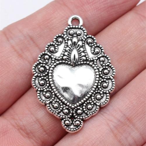 Tibetan Style Heart Pendants, antique silver color plated, DIY, Sold By PC