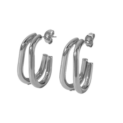 304 Stainless Steel Stud Earring plated fashion jewelry & for woman & hollow Sold By Pair