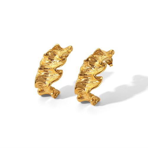 304 Stainless Steel Stud Earring gold color plated fashion jewelry & for woman Sold By Pair