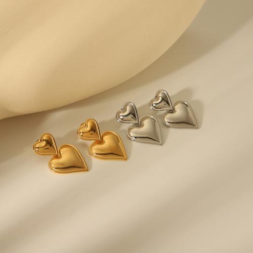 304 Stainless Steel Drop Earring Heart plated fashion jewelry & for woman Sold By Pair