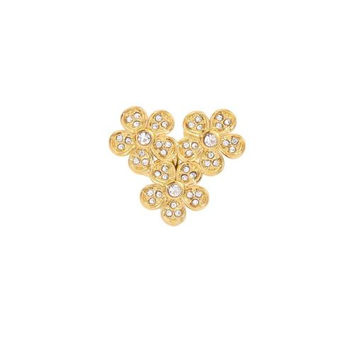 304 rozsdamentes acél Jewelry Set, Virág, arany színű aranyozott, különböző stílusokat a választás & a nő & strasszos, Által értékesített PC