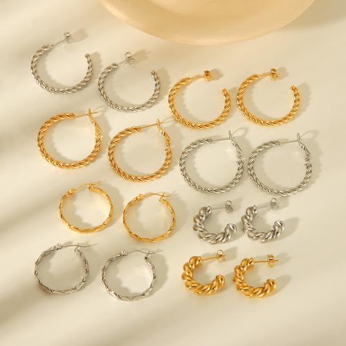 304 Stainless Steel Stud Earring, plated, different styles for choice & for woman, Sold By Pair