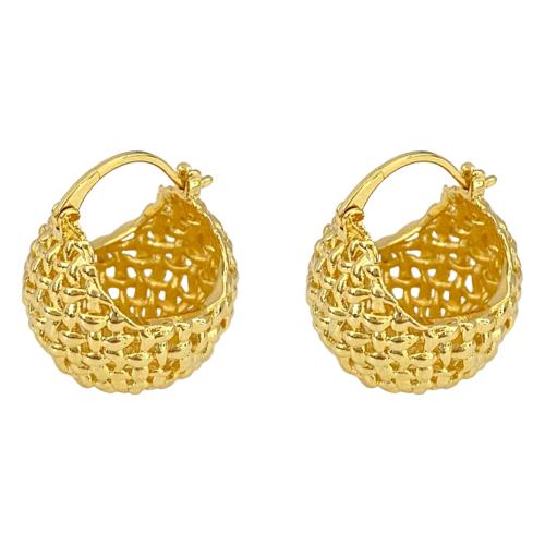 Laiton Leverback boucle d'oreille, bijoux de mode & pour femme & creux, doré, 21x18mm, Vendu par paire