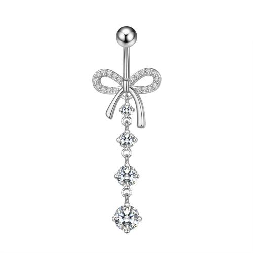Brass Belly Ring  , Unisex & micro pave cubic zirconia, more colors for choice, 51mm, Sold By PC