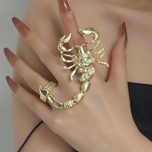 Tibetan Style Double Finger Ring, fashion jewelry & for woman & with rhinestone, more colors for choice, Sold By PC