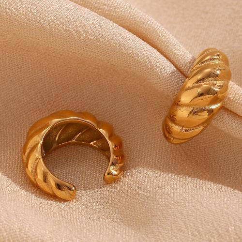 Fashion Earring Cuff and Wraps 316L Stainless Steel 18K gold plated fashion jewelry & for woman golden Sold By Pair
