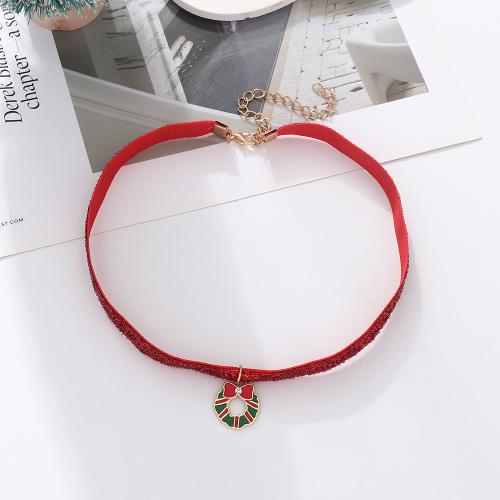 Collar Necklace Zinc Alloy with PU Leather with 9.5cm extender chain Christmas Design & fashion jewelry & for woman Length Approx 35.5 cm Sold By PC