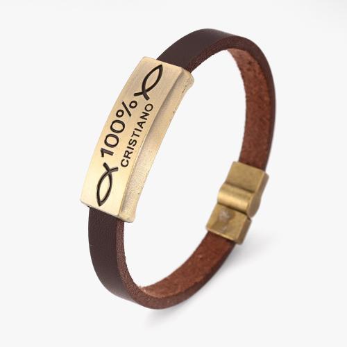 PU Leather Cord Bracelets Zinc Alloy with PU Leather fashion jewelry & for man Length Approx 21 cm Sold By PC