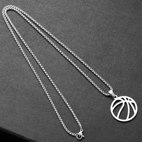 Titanium Steel Necklace, with iron chain, Basketball, fashion jewelry & different styles for choice & for man, Length:Approx 60 cm, Sold By PC