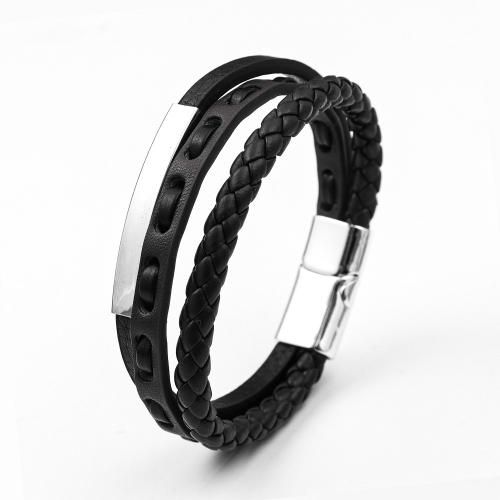 Leather Cord Bracelet Zinc Alloy with leather cord fashion jewelry & for man Length Approx 21 cm Sold By PC