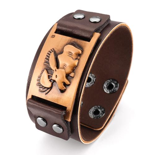 PU Leather Cord Bracelets Zinc Alloy with PU Leather fashion jewelry & for man Length Approx 24 cm Sold By PC
