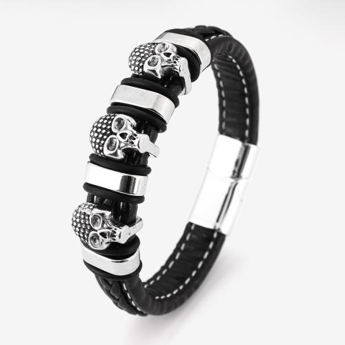 PU Leather Cord Bracelets Zinc Alloy with PU Leather fashion jewelry & for man Length Approx 21 cm Sold By PC