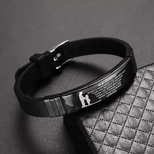 Silikon Armbänder, Titanstahl, mit Silikon, Modeschmuck & für Frau, keine, Länge:ca. 21 cm, verkauft von PC