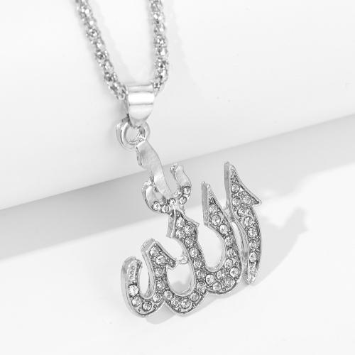 Collar de Aleación de Zinc, Joyería & unisexo & con diamantes de imitación, más colores para la opción, longitud:aproximado 60 cm, Vendido por UD