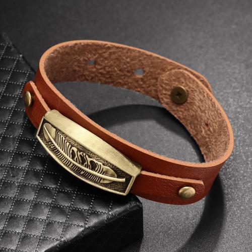 PU Leather Cord Bracelets, Tibetan Style, with PU Leather, fashion jewelry & for man, Sold By PC