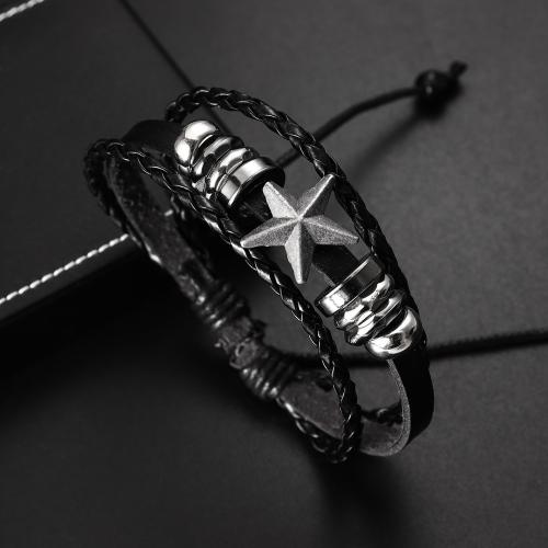 Przewód bransoletki PU, Stop cynku, ze PU, Regulowana długość & biżuteria moda & dla człowieka, długość około 18-23 cm, sprzedane przez PC