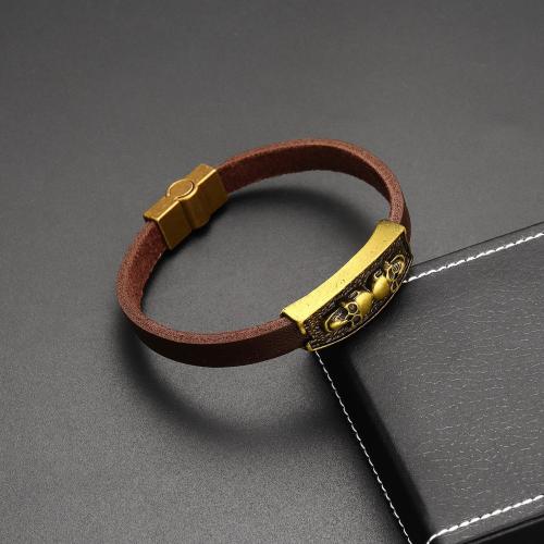 PU Leather Cord Bracelets, Tibetan Style, with PU Leather, fashion jewelry & for man, Length:Approx 21 cm, Sold By PC