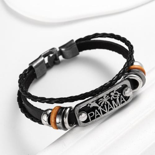 Bracelets cordon PU, alliage de zinc, avec cuir PU, bijoux de mode & pour homme, Longueur Environ 21 cm, Vendu par PC