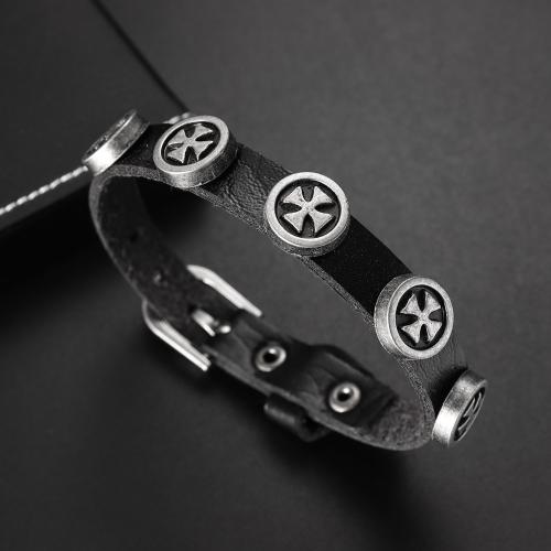 PU Leather Cord Bracelets Zinc Alloy with PU Leather fashion jewelry & for man Length Approx 24 cm Sold By PC