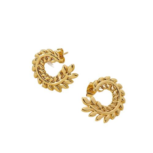 Stainless Steel Stud Earrings 304 Stainless Steel Wheat fashion jewelry & for woman golden 25mm Sold By Pair