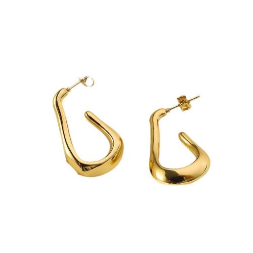 Edelstahl Ohrringe, 304 Edelstahl, 18K vergoldet, Modeschmuck & für Frau, goldfarben, 33mm, verkauft von Paar