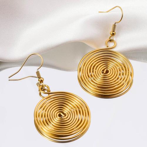 Stainless Steel Drop Earring, 304 Stainless Steel, 18K gold plated, fashion jewelry & for woman, golden, 27x40mm, Sold By Pair