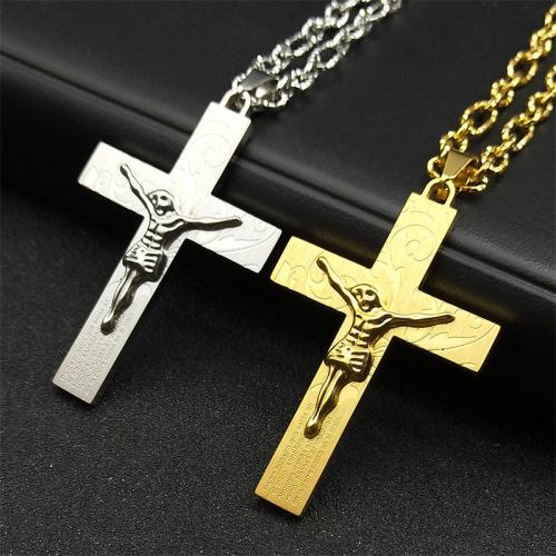 Stainless Steel Jewelry Necklace 304 Stainless Steel Cross fashion jewelry & Unisex Length Approx 50 cm Sold By PC