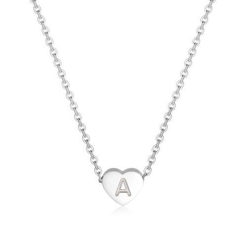 Stainless Steel Jewelry Necklace, 304 Stainless Steel, with 5cm extender chain, Heart, fashion jewelry & Unisex & different designs for choice, original color, 5x6mm, Length:Approx 45 cm, Sold By PC