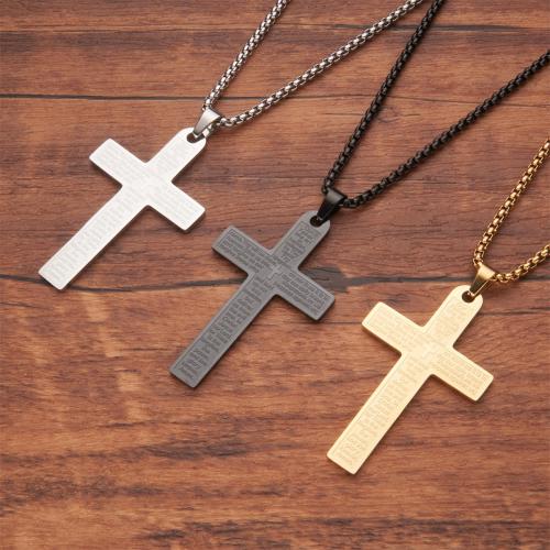 Stainless Steel Jewelry Necklace, 304 Stainless Steel, Cross, fashion jewelry & Unisex & different styles for choice, more colors for choice, 50x30mm, Length:Approx 60 cm, Sold By PC